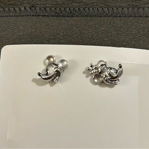 Mickey and Minnie Mouse Sterling Silver Stud Earrings NWT